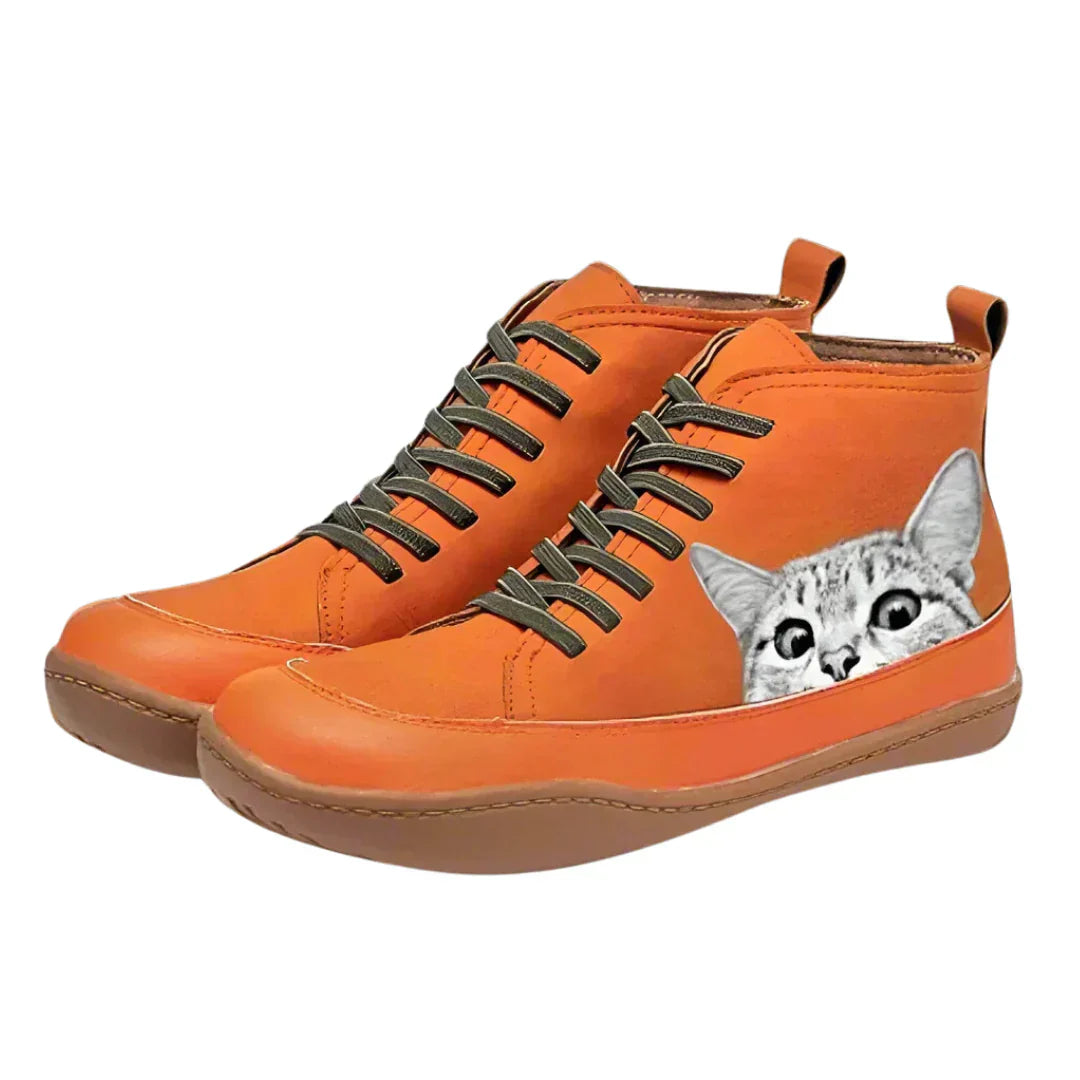 LILOU | Bottines en cuir élégantes pour les amoureux des chats