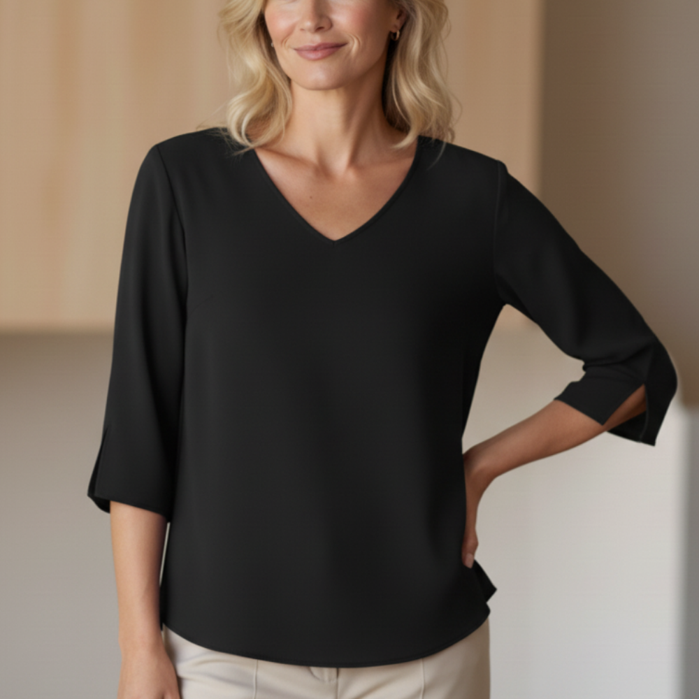 CÉLESTE | Blouse chic à col V avec manches fendues