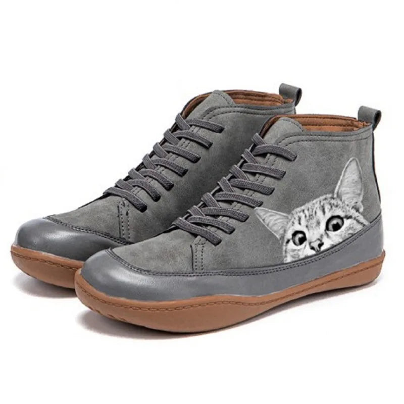 LILOU | Bottines en cuir élégantes pour les amoureux des chats