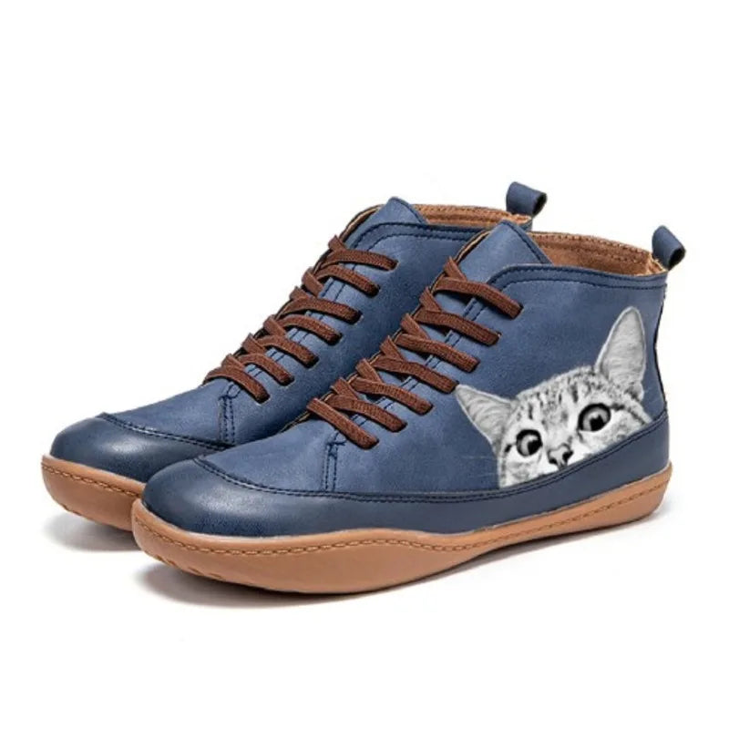 LILOU | Bottines en cuir élégantes pour les amoureux des chats