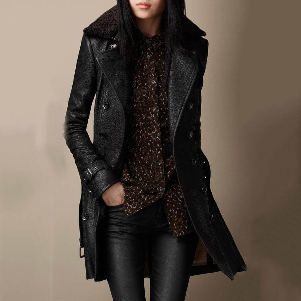 VALÉRIA | Manteau en cuir élégant pour les occasions chics