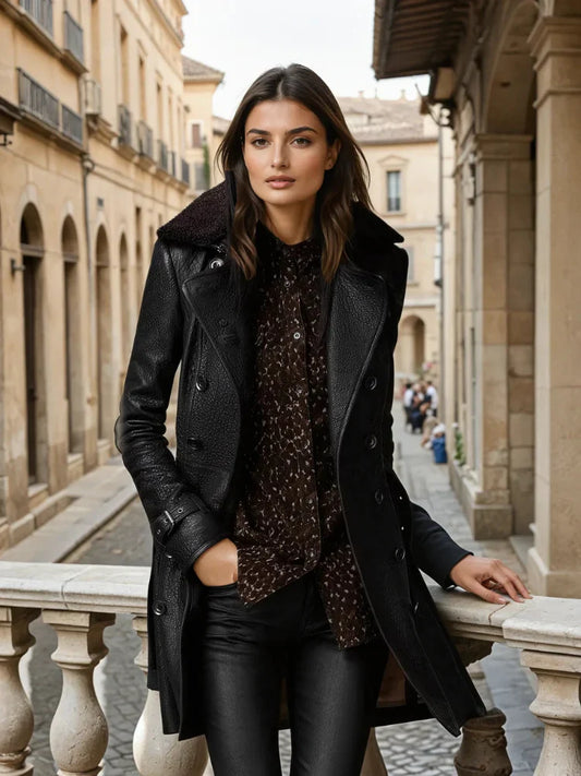 VALÉRIA | Manteau en cuir élégant pour les occasions chics